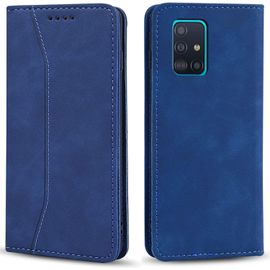 Kalanka-Coque Pour Samsung Galaxy A51 4g, Pu Cuir Portefeuille Housse Magnétique Flip Pochette Étui À Rabat Case Avec Antichoc Tpu Housse [Emplacements Cartes] [Fonction Support] (Bleu)