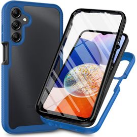 CAUC-Coque pour Samsung Galaxy A05s, Coque Antichoc à 360 Degrés avec Protecteur D'écran Intégré, [Full Body Protection Case] Intégrale Étui Housse Transparent - Bleu Foncé