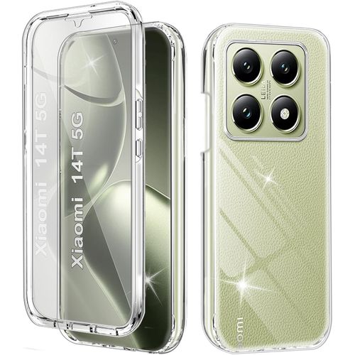 Coque Pour Xiaomi 14t 5g Antichoc Housse Pour Xiaomi 14t 5g Coque Avec Protège-Écran 360 Full Body Protection Etui Robuste Double Face Transparent Tpu Case Coque Pour Xiaomi 14t 5g, Clear