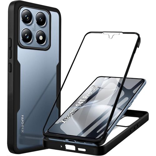 Coque Antichoc Pour Xiaomi 14t Pro 5g - Housse Avec Protège-Écran 360° Full Body Protection - Etui Robuste Double Face Transparent Tpu Case, Noir