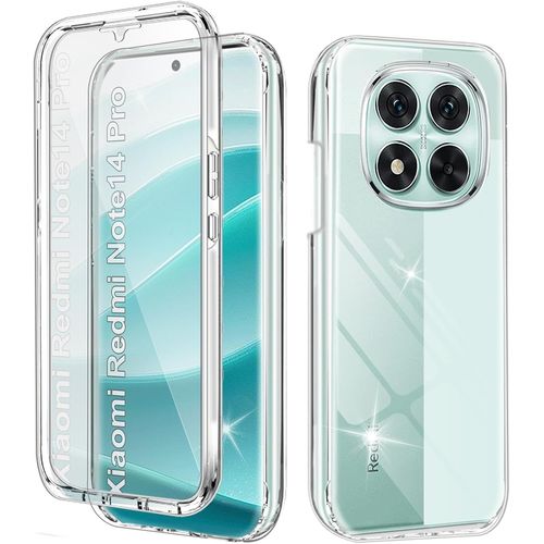 Eryi-Cover Per Redmi Note 14 Pro 5g Antiurto Custodia 360 Gradi Con Protezione Dello Schermo Integrata Rugged Full Body Protettivo Case Trasparente Cover Per Xiaomi Redmi Note 14 Pro 5g, Clear