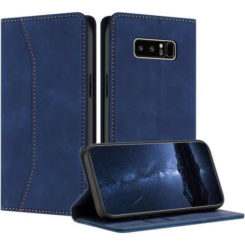 Wqs-Coque Compatible Avec Samsung Galaxy Note 8, Etui Protection Housse En Cuir Pu, Pochette Flip Case Porte Carte Magnétique Étui Pour Samsung Note 8(Bleu)