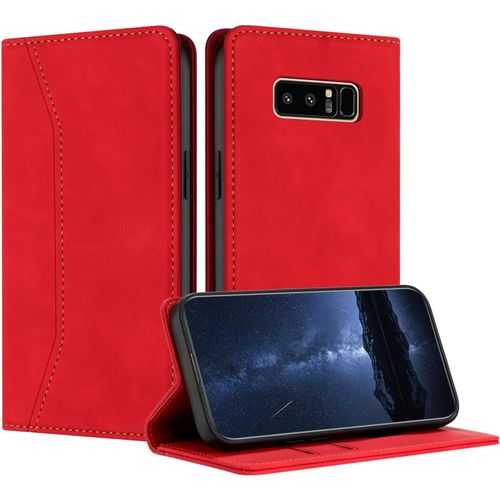Kal-Coque Compatible Avec Samsung Galaxy Note 8, Etui Protection Housse En Cuir Pu, Pochette Flip Case Porte Carte Magnétique Étui Pour Samsung Note 8(Rouge)
