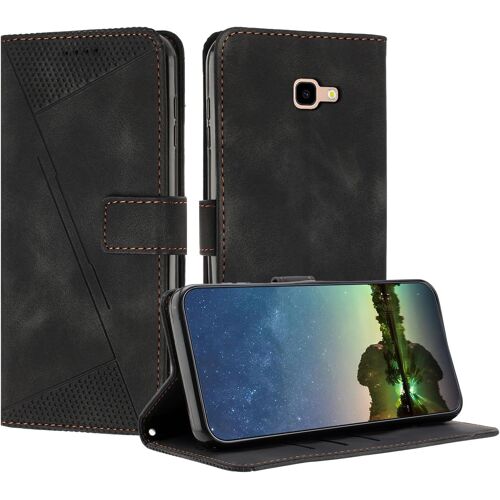 KAL-Etui Coque Pour Samsung Galaxy J4 Plus 2018, Coque De Telephone En Cuir De Première Qualité [Pochette De Portefeuille] Porte Carte Magnétique Compatible Avec Coque Samsung J4 Prime - Noir