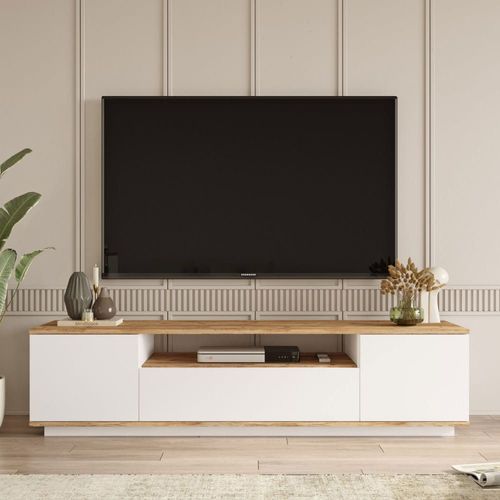 Meuble Tv 3 Portes En Bois L180cm - Blanc