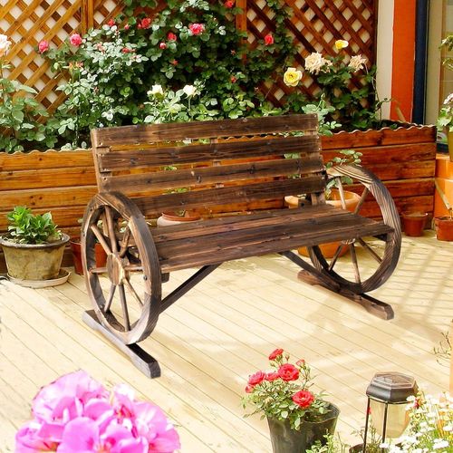 Banc De Jardin 3 Places Rustique Chic Bois Sapin Traité Carbonisation