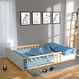 Lit En Blanc Et Bois Clair, 140x190 Cm