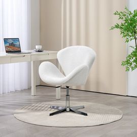 Fauteuil De Bureau Néo-Rétro Acier Chromé Effet Laine Bouclée Blanc