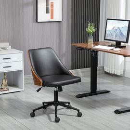 Chaise De Bureau Manager Design Vintage Bois Acier Synthétique Noir