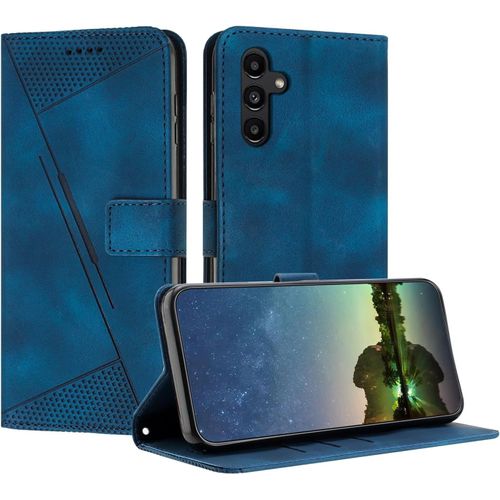 Kal-Etui Coque Pour Samsung Galaxy A15, Coque De Telephone En Cuir De Première Qualité [Pochette De Portefeuille] Compatible Avec Coque Samsung A15 - Bleu