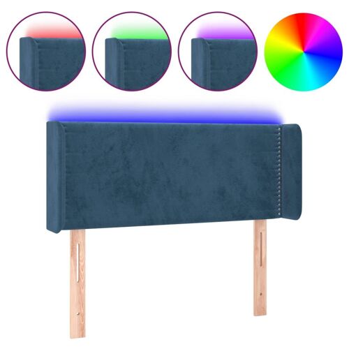 vidaXL Tête de lit à LED Bleu foncé 103x16x78/88 cm Velours