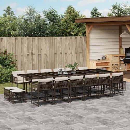Vidaxl Ensemble À Manger De Jardin Et Coussins 17 Pcs Marron Rotin