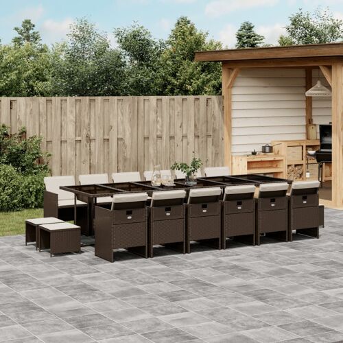 Vidaxl Ensemble À Manger De Jardin Et Coussins 17 Pcs Marron Rotin