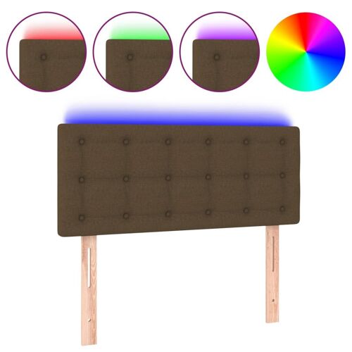 Tête de lit accessoire couchage chambre à coucher meuble à LED 100 x 5 x 78/88 cm tissu marron foncé TDL0200904