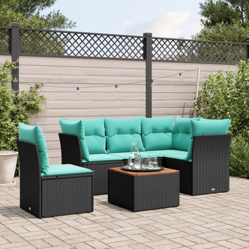 Vidaxl Salon De Jardin 6 Pcs Avec Coussins Noir Résine Tressée