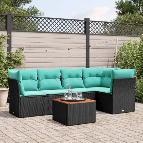 Vidaxl Salon De Jardin 6 Pcs Avec Coussins Noir Résine Tressée