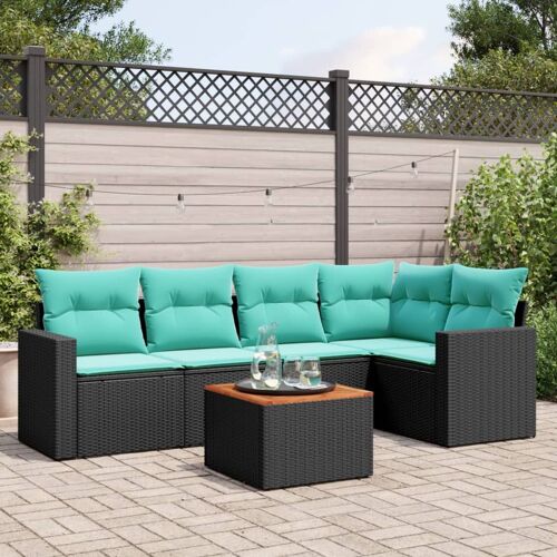 Vidaxl Salon De Jardin 6 Pcs Avec Coussins Noir Résine Tressée