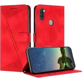 KAL-Etui Coque Pour Samsung Galaxy A11 / M11, Coque De Telephone En Cuir De Première Qualité [Pochette De Portefeuille] Porte Carte Magnétique Compatible Avec Coque Samsung A11/M11 - Rouge