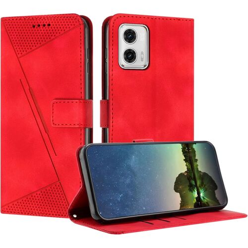 KAL-Etui Coque Pour Motorola Moto G 5G 2023, Coque De Telephone En Cuir De Première Qualité [Pochette De Portefeuille] Porte Carte Magnétique Compatible Avec Coque Moto G 5G 2023 - Rouge