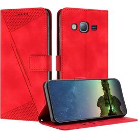 Kal-Etui Coque Pour Samsung Galaxy J5 2015, Coque De Telephone En Cuir De Première Qualité [Pochette De Portefeuille] Porte Carte Magnétique Compatible Avec Coque Samsung J5 2015 - Rouge