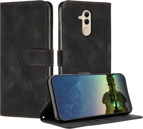 KAL-Etui Coque Pour Huawei Mate 20 Lite, Coque De Telephone En Cuir De Première Qualité [Pochette De Portefeuille] Porte Carte Magnétique Compatible Avec Coque Huawei Mate 20 Lite - Noir