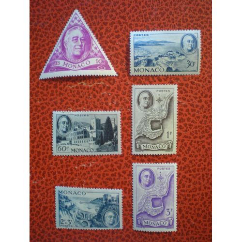 Hommage Au Président F.-D. Roosevelt - Lot De 6 Timbres Neufs Sur Charnière Ou Avec Trace - Monaco - Année 1946