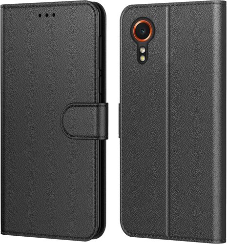 ELVORIX-Coque pour Samsung Galaxy Xcover 7, Coque Samsung Xcover7 EE (Enterprise Edition), Etui Protection Housse Premium en Cuir PU,Pochette Flip Case Compatible avec Book (Noir)