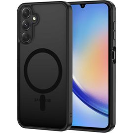 TRAHOO-Coque pour Samsung Galaxy A34 5G Magnétique Compatible avec MagSafe, Étui Mat Translucide Minimaliste, PC Dur Housse Arrière Anti-Rayures + TPU Bumper Antichoc - Noir