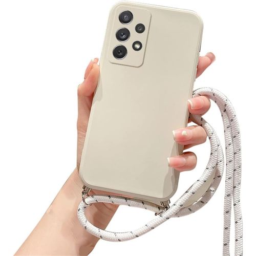 TRAHOO-Coque pour Samsung Galaxy A53 5G avec Cordon de Collier,Coque avec Cordon pour Galaxy A53 TPU Bumper Etui Housse Cordon Réglable Téléphone Portable Lanyard Case pour Galaxy A53 Blanc
