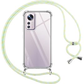 Kal-Coque Pour Xiaomi 12/12x 5g Avec Cordon, Transparente Silicone Housse Avec Réglable De Collier Anti-Chute Etui Pour Mi 12/12x 5g, Ètuis À Bandoulière 6.28"", Vert