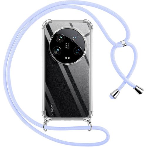 Kal-Coque Pour Xiaomi 14 Ultra Avec Cordon, Transparente Silicone Housse Avec Réglable De Collier Anti-Chute Etui Pour Xiaomi 14 Ultra 6.73"", Ètuis À Bandoulière, Violet