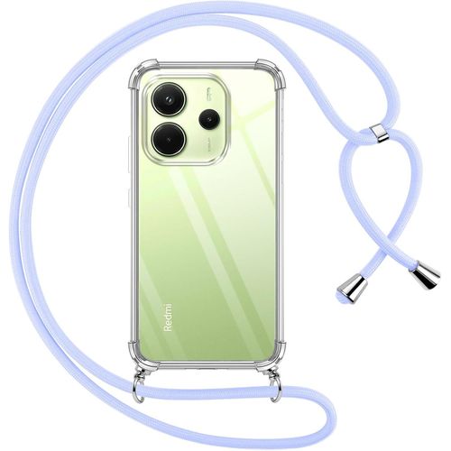 Kal-Coque Pour Xiaomi Redmi Note 14 4g Avec Cordon, Transparente Silicone Housse Avec Réglable De Collier Anti-Chute Etui Pour Xiaomi Redmi Note 14 4g 6.67"", Ètuis À Bandoulière, Violet