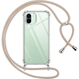 Kal-Coque Pour Xiaomi Redmi A1/Redmi A2 Avec Cordon, Transparente Silicone Housse Avec Réglable De Collier Anti-Chute Etui Pour Redmi A2/A1, Ètuis À Bandoulière 6.52"", Kaki