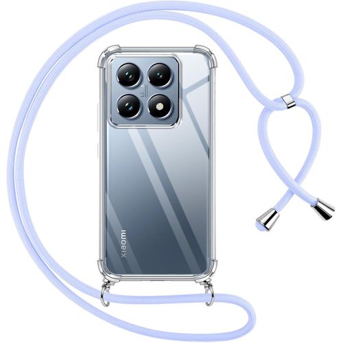 Coque Pour Xiaomi 14t Pro Avec Cordon, Transparente Silicone Housse Avec Réglable De Collier Anti-Chute Etui Pour Xiaomi 14t Pro 6.67"", Ètuis À Bandoulière, Violet[Pop943181]
