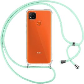 Kal-Coque Pour Xiaomi Redmi 9c /Redmi 9c Nfc Avec Cordon, Transparente Silicone Housse Avec Réglable De Collier Anti-Chute Etui Pour Redmi 9c, Ètuis À Bandoulière 6.53"",Vert