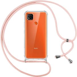 Kal-Collier Cordon Coque Pour Xiaomi Redmi 9c 4g/Redmi 9c Nfc 6.53"",Avec Cordon Réglable Lanyard Housse Transparente Silicone Anti-Chute Etui Compatible Avec Redmi 9c Nfc,Ètuis À Bandoulière,Rose