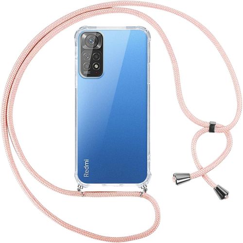 Collier Cordon Coque Pour Xiaomi Redmi Note 11/Note 11s 6.43"",Avec Cordon Réglable Lanyard Housse Transparente Silicone Anti-Chute Etui Compatible Avec Redmi Note 11,Ètuis À Bandoulière,Rose