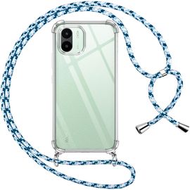 Kal-Coque Pour Xiaomi Redmi A1/Redmi A2 Avec Cordon, Transparente Silicone Housse Avec Réglable De Collier Anti-Chute Etui Pour Redmi A2/A1, Ètuis À Bandoulière 6.52"", Bleu
