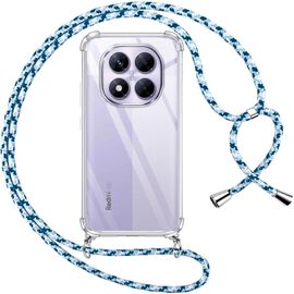 Kal-Coque Pour Xiaomi Redmi Note 14 Pro 5g/Poco X7 5g Avec Cordon, Transparente Silicone Housse Avec Réglable De Collier Anti-Chute Etui Pour Redmi Note 14 Pro 5g, Ètuis À Bandoulière 6.67"", Bleu