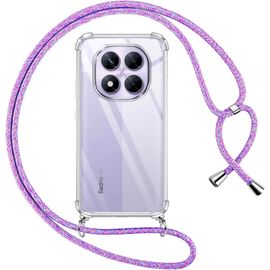 Kal-Coque Pour Xiaomi Redmi Note 14 Pro 5g/Poco X7 5g Avec Cordon, Transparente Silicone Housse Avec Réglable De Collier Anti-Chute Etui Pour Redmi Note 14 Pro 5g, Ètuis À Bandoulière [Violet 01]