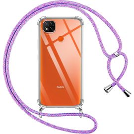 Kal-Coque Pour Xiaomi Redmi 9c/Redmi 9c Nfc Avec Cordon, Transparente Silicone Housse Avec Réglable De Collier Anti-Chute Etui Pour Redmi 9c 6.53 Pouces, Ètuis À Bandoulière [Violet 01]