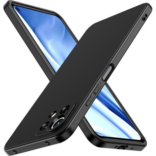 Coque Noir Mat Pour Xiaomi Mi 11 Lite (5g/4g/Ne) - Étui Silicone Souple Tpu Ultra-Mince Antichoc, Protection Caméra Surélevée Anti-Rayures