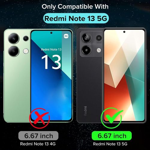 Noir Mat Coque Pour Xiaomi Redmi Note 13 5g (Pas Pour Redmi Note 13 4g) Avec Protection Caméra, Ultra Mince Étui De Protection En Silicone Antichoc, Souple Tpu Anti-Rayures Bumper Housse