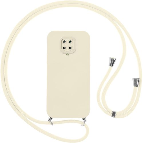 Coque Silicone Anti¿Choc Fine Avec Cordon Réglable Pour Xiaomi Redmi Note 9 Pro / 9 Pro Max / 9s 4g - Housse Protectrice Blanche Avec Lanière Tour De Cou