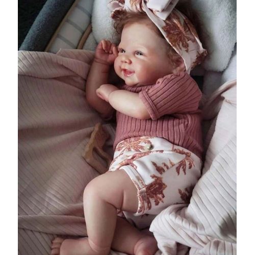 Poupée Reborn Fille Brune Au Yeux Bleus Nouveau-né Réaliste Bébé 50cm