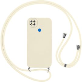 Kal-Coque Pour Xiaomi Redmi 9c/Redmi 9c Nfc Avec Cordon, Etui Avec Collier - Tour De Cou Lanière En Corde - Silicone Housse Avec Réglable Chaine Pour Redmi 9c, Bandouliere - Blanc