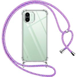 Coque Tpu Transparente Pour Xiaomi Redmi A1/Redmi A2 Avec Lanière Tour De Cou Réglable, Coins Renforcés - Violet
