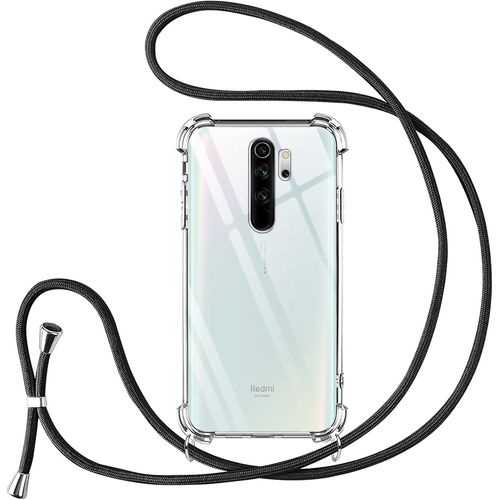 Kal-Coque Pour Xiaomi Redmi Note 8 Pro Avec Cordon De Collier,Silicone Transparent Tpu+Pc Bumper Protection Étui Lanyard Avec Sangle Réglable Chaîne Case Pour Xiaomi Redmi Note 8 Pro