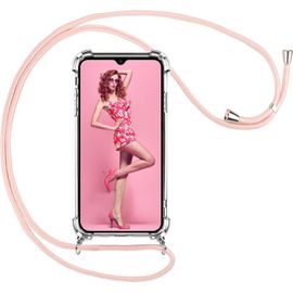 Kal-Coque Pour Xiaomi Redmi 9c /Redmi 9c Nfc Avec Cordon De Collier,Silicone Transparent Tpu+Pc Bumper Protection Étui Lanyard Avec Sangle Réglable Chaîne Case Pour Redmi 9c,Rosegold