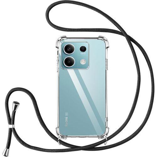 TIANYI-Coque pour Xiaomi Redmi Note 13 5G avec Cordon de Collier,Silicone Transparent TPU+PC Bumper Protection Étui Lanyard avec Sangle Réglable Chaîne Case pour Redmi Note 13 5G